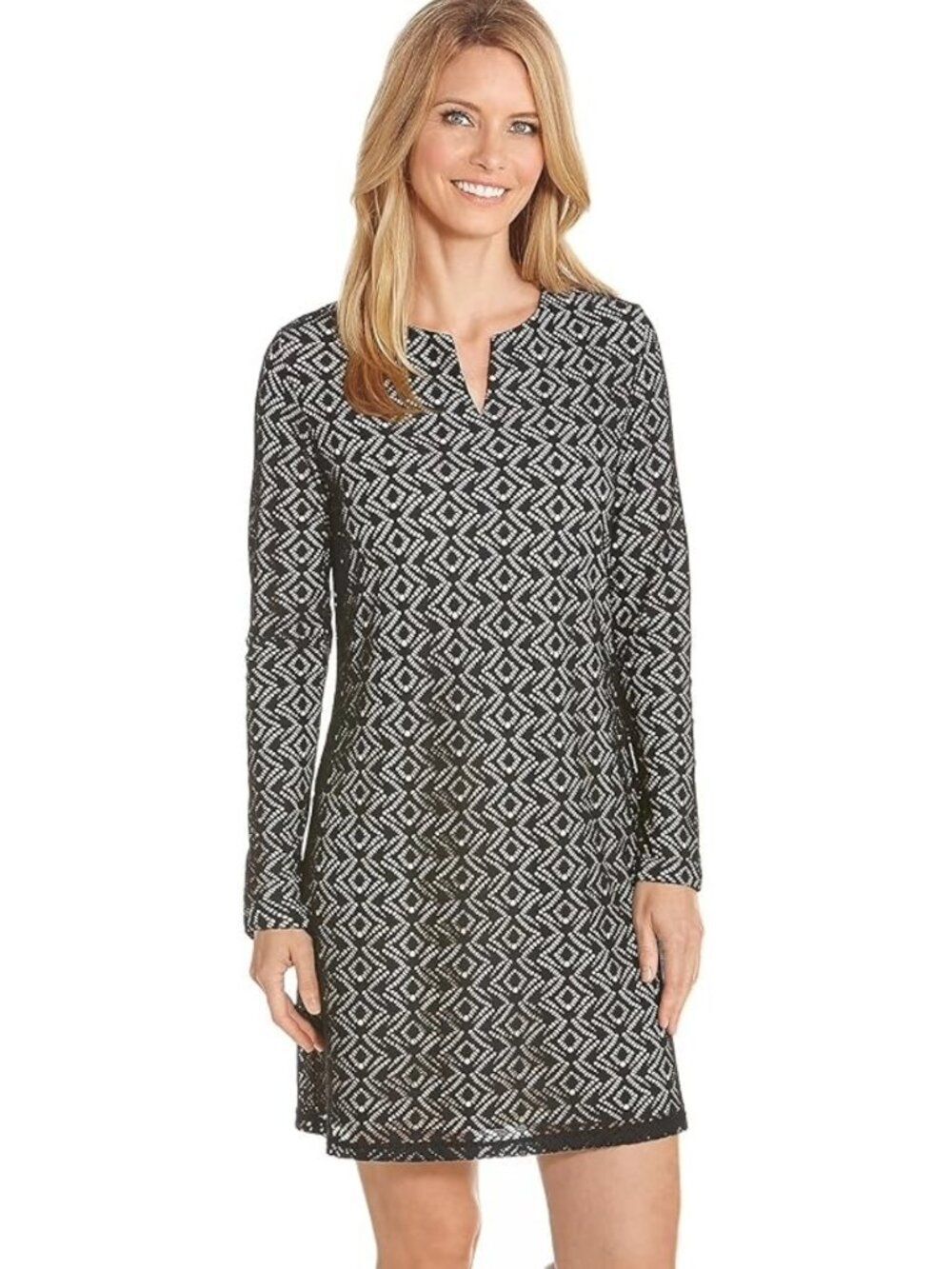 Coolibar Balck UPF 50+ Women's Lausanne Crochet Tunic Sun Protective Size S